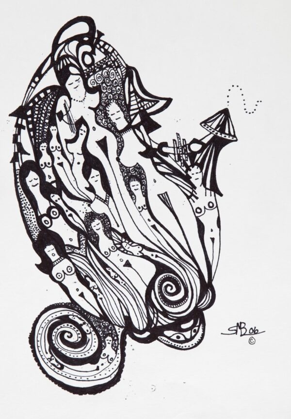 Group Therapy 8.5x12inch Black Archival Ink 2006